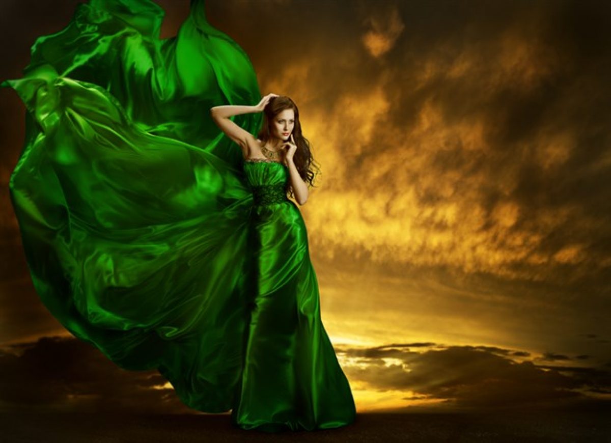 Grønn kjole i en drøm