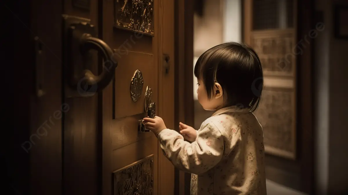 pngtree Asyalı bir çocuk gecede bir kapıyı açıyor resim görüntüsü 2661350 - Rüyaların yorumlanması