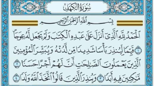 Читање суре Ал-Кахф у сну и писање суре Ал-Кахф у сну